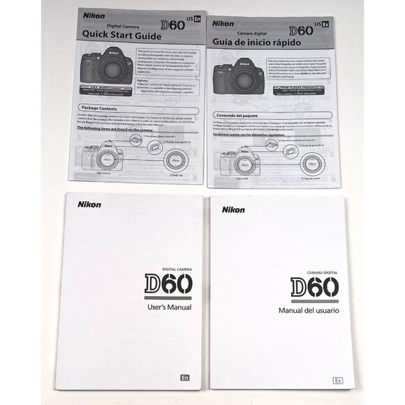 NIKON Digital Camera D60 USER'S MANUAL & QUICK START GUIDE English & Spanish EUC - Picture 1 of 2